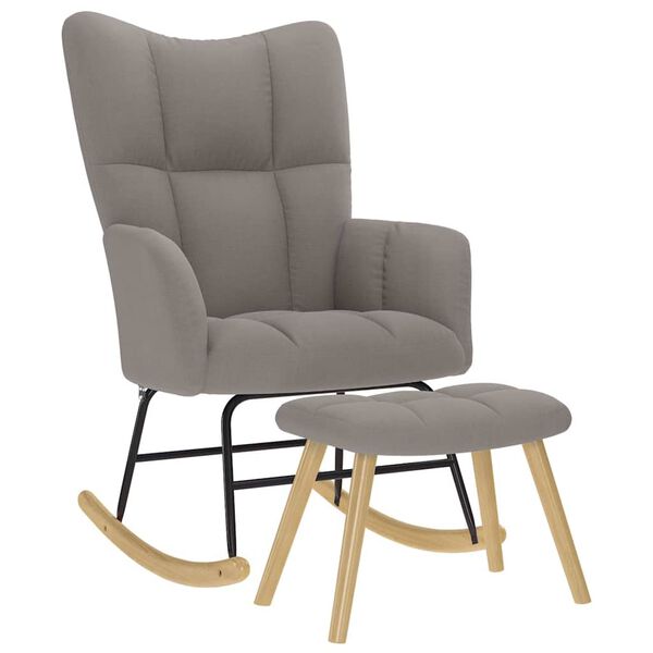 vidaXL Schaukelstuhl mit Fu&szlig;hocker Taupe Stoff
