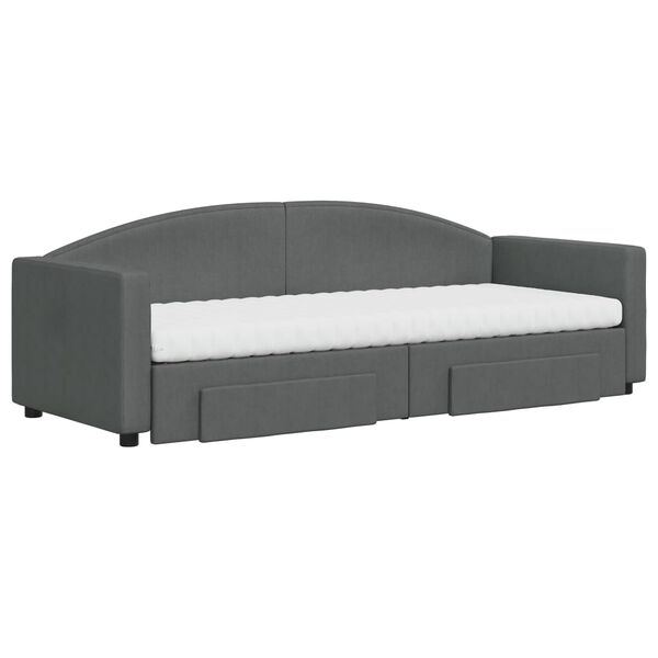 vidaXL Tagesbett Ausziehbar mit Schubladen Dunkelgrau 80x200 cm Stoff