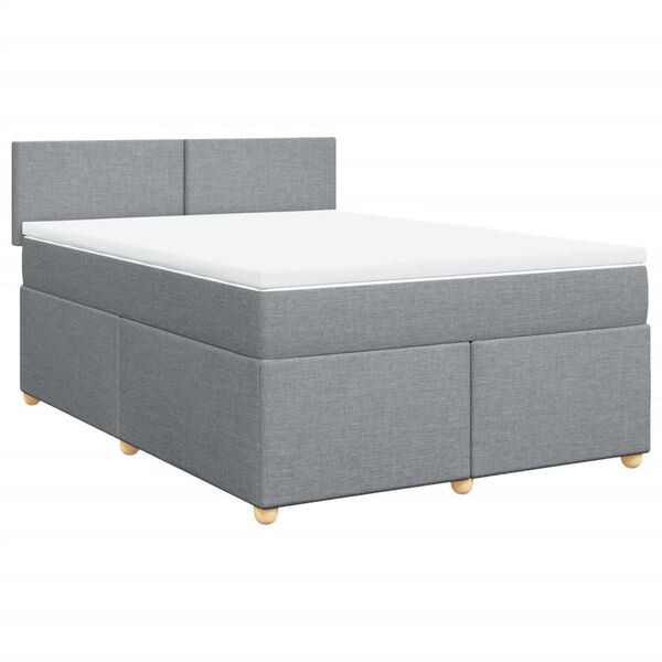 vidaXL Boxspringbett mit Matratze Hellgrau 140x190 cm Stoff