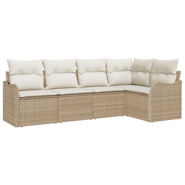 vidaXL Gartensofa-set Beige Poly-Rattan