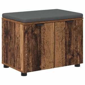 vidaXL Flurbank mit Kissen mit Regal mit T&uuml;r Altholz 60 x 38 x 46 cm