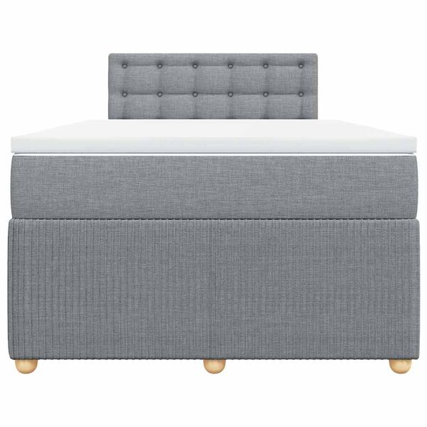 vidaXL Boxspringbett mit Matratze Hellgrau 120x200 cm Stoff