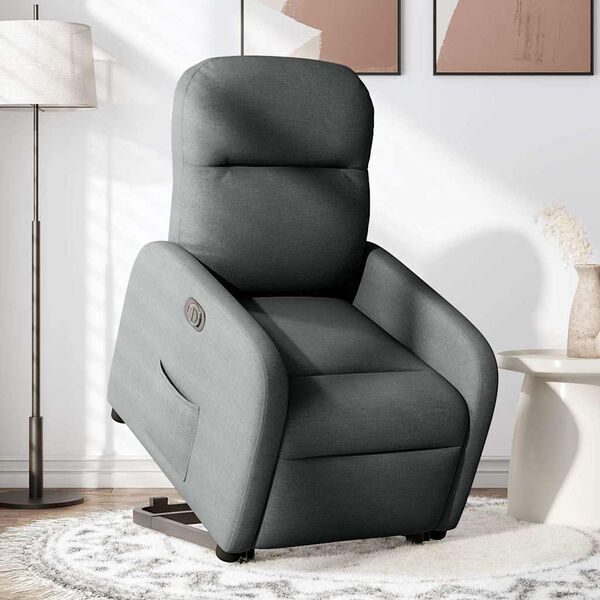 vidaXL Relaxsessel mit Aufstehhilfe Elektrisch Dunkelgrau Stoff