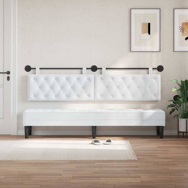 vidaXL H&auml;ngevorderseite Wandmontiert Wei&szlig; 210 x 55 x 7 cm Stoff