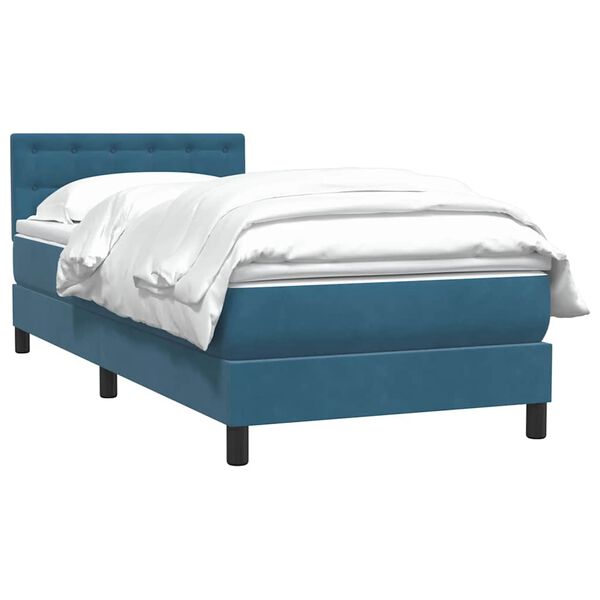 vidaXL Boxspringbett mit Matratze Dunkelblau 100x210 cm Samt