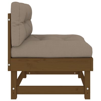 vidaXL Mittelsofa mit Kissen Honigbraun Massivholz Kiefer