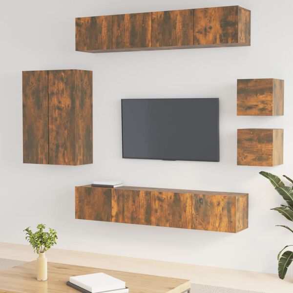 vidaXL 8-tlg. TV-Schrank-Set R&auml;uchereiche Holzwerkstoff