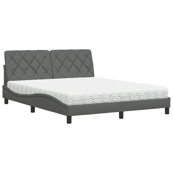 vidaXL Bett mit Matratze Dunkelgrau 160x200 cm Stoff