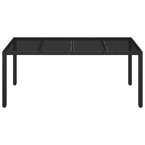 vidaXL Gartentisch mit Glasplatte Schwarz 190x90x75 cm Poly Rattan