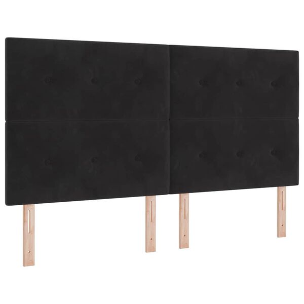 vidaXL LED Boxspringbett mit Matratze Schwarz 180 x 200 cm Stoff