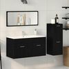 vidaXL Badezimmerm&ouml;bel-Set 3 pcs Schwarz Eichen-Optik Holzwerkstoff