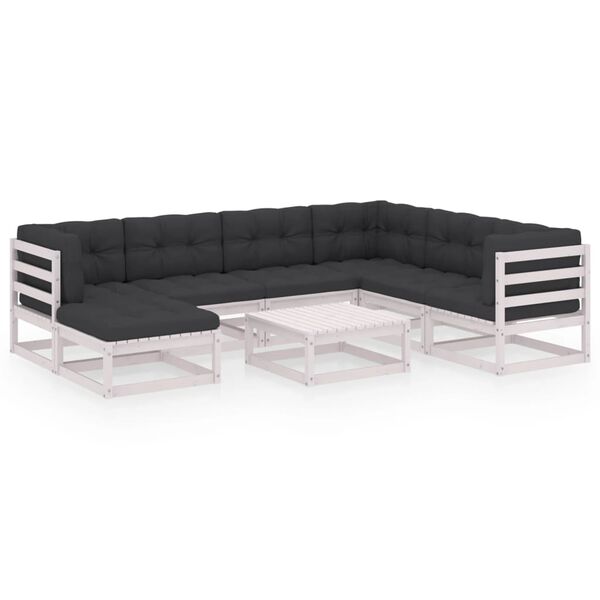 vidaXL 8-tlg. Garten-Lounge-Set mit Kissen Massivholz Kiefer