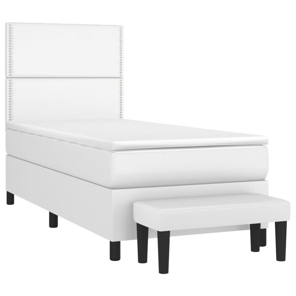 vidaXL Boxspringbett mit Matratze Wei&szlig; 90x200 cm Kunstleder