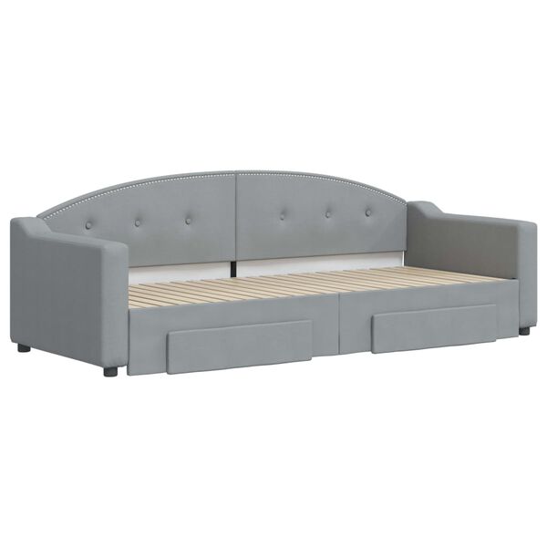 vidaXL Tagesbett Ausziehbar mit Schubladen Hellgrau 80x200 cm Stoff