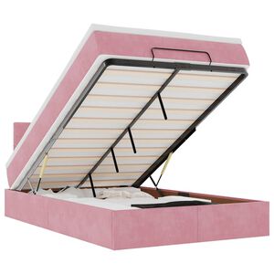 vidaXL Ottomane Bett mit Matratze & LEDs Rosa 120x190 cm Samt