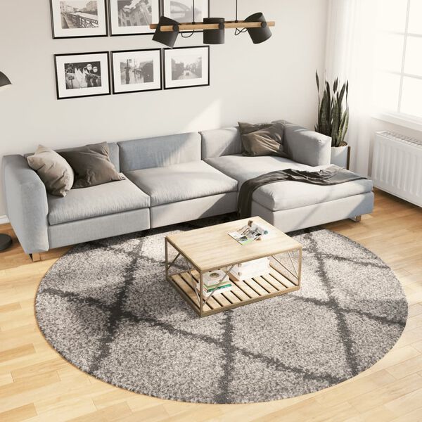 vidaXL Shaggy-Teppich PAMPLONA Hochflor Modern Beige Anthrazit &Oslash; 240cm