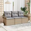 vidaXL Sofa Set mit Kissen 3 pcs Beige und Grau Poly-Rattan