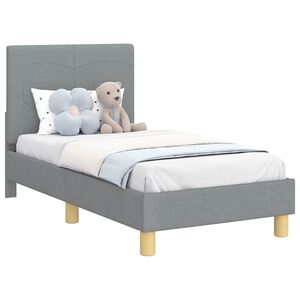 vidaXL Kinderbettgestell mit Kopfteil Hellgrau 70 x 140 cm Stoff