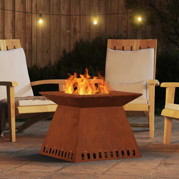 vidaXL Feuerstelle Braun 60 x 60 x 30 cm Wetterfeststahl