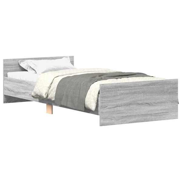 vidaXL Bettgestell Grau Sonoma 100x200 cm Holzwerkstoff