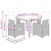 vidaXL 5-tlg. Garten-Bistro-Set mit Kissen Grau Poly Rattan