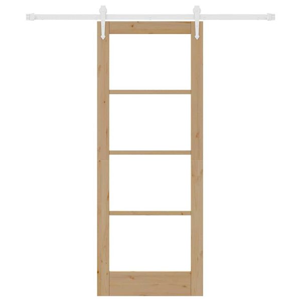 vidaXL Schiebet&uuml;r Natur 78 x 202 cm Massivholz Kiefer und Glas