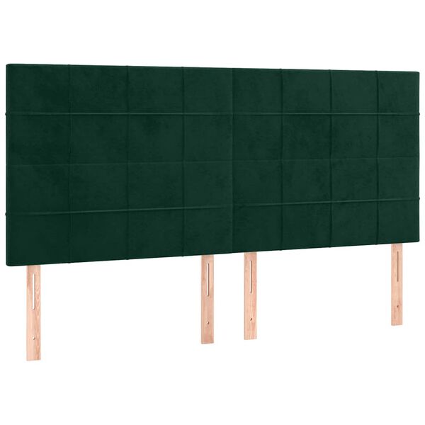 vidaXL Kopfteil Dunkelgr&uuml;n 200 x 5 x 118/128 cm Samt