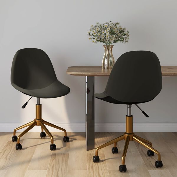 vidaXL Esszimmerst&uuml;hle 2 Stk. Drehbar Dunkelgrau Samt