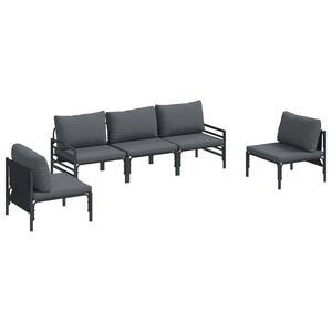 vidaXL Gartensofa-set 5 stk. Schwarz Stahl