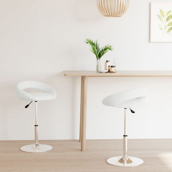 vidaXL Esszimmerst&uuml;hle 2 Stk. Drehbar Wei&szlig; Kunstleder