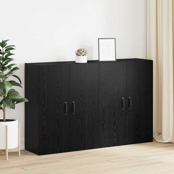 vidaXL Wandschrank 2 pcs Schwarz Eichen-Optik 69,5 x 34 x 90 cm