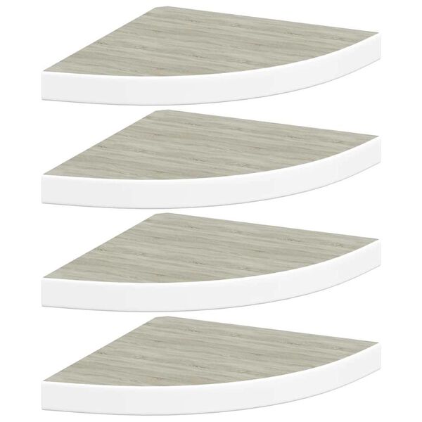 vidaXL Eck-Schweberegale 4 Stk. Eichen-Optik und Wei&szlig; 35x35x3,8 cm MDF