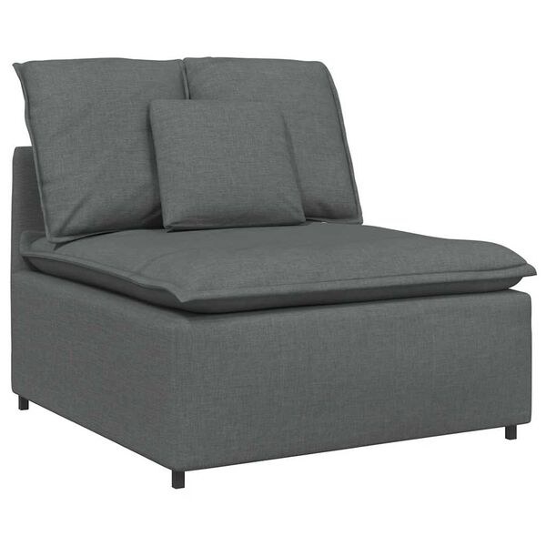 vidaXL Modulares Sofa mit Kissen Stoff Dunkelgrau
