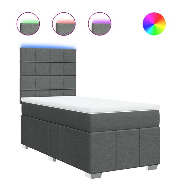 vidaXL Boxspringbett mit Matratze Dunkelgrau 80x200 cm Stoff