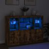 vidaXL Sideboards mit LED-Leuchten 3 Stk. Räuchereiche Holzwerkstoff