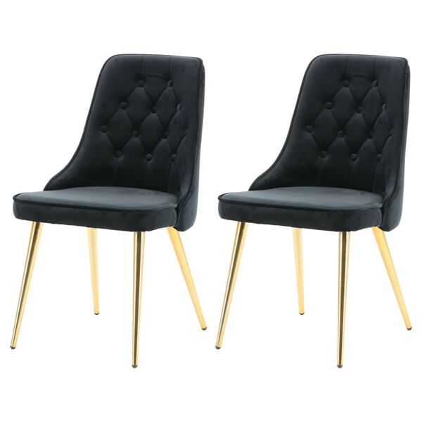 Venture Home Esszimmerst&uuml;hle 2 Stk. Velvet Deluxe Samt Schwarz Messing