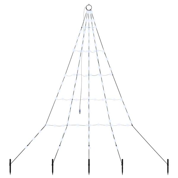 vidaXL LED Weihnachtsbaum mit Erdspießen Kaltweiß 180 cm Metall