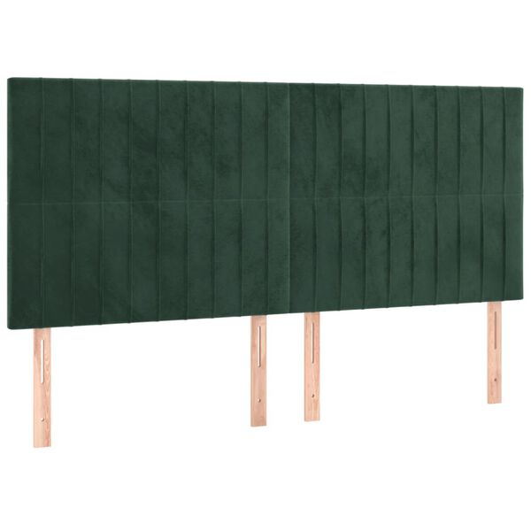 vidaXL LED Kopfteil Dunkelgr&uuml;n 180x5x118/128 cm Samt