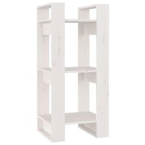 vidaXL B&uuml;cherregal/Raumteiler Wei&szlig; 41x35x91 cm Massivholz Kiefer