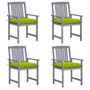 vidaXL Gartenst&uuml;hle mit Kissen 4 Stk. Grau Massivholz Akazie