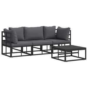 vidaXL Gartensofa-set 4 stk. Schwarz Metall
