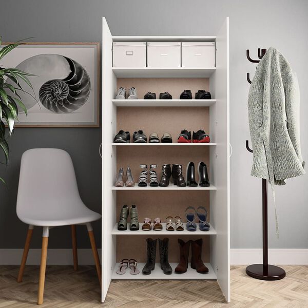vidaXL Schuhschrank Wei&szlig; 80x35,5x180 cm Holzwerkstoff