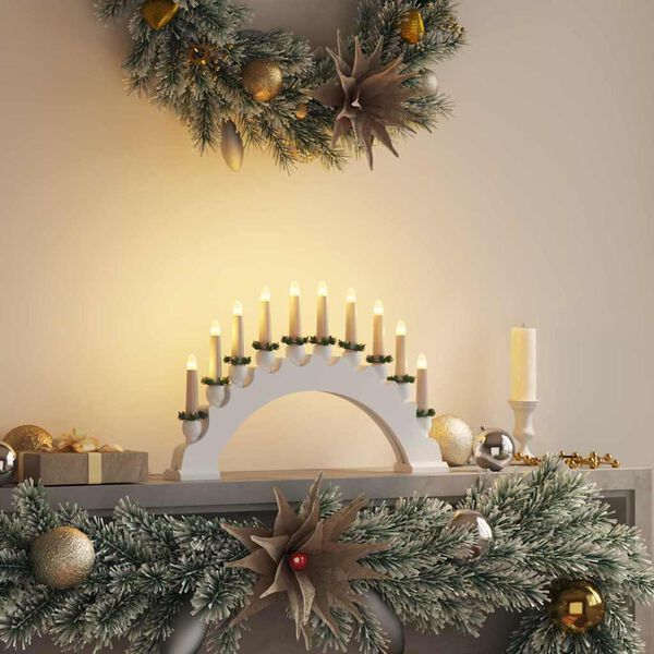 vidaXL Weihnachtskerzenbogen mit 10 LED Kerzen Wei&szlig; 47 x 5 x 29 cm