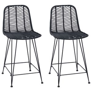 vidaXL Barstuhl 2 pcs Schwarz 44,5 x 54,5 x 97,5 cm Rattan und Eisen