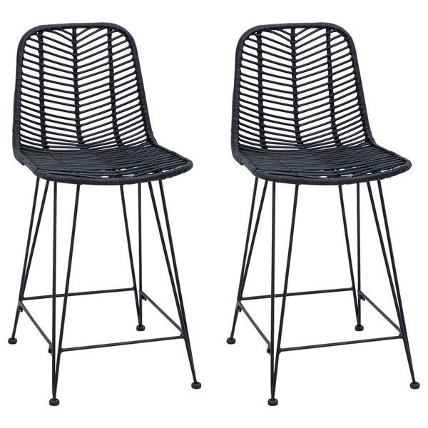 vidaXL Barstuhl 2 pcs Schwarz 44,5 x 54,5 x 97,5 cm Rattan und Eisen