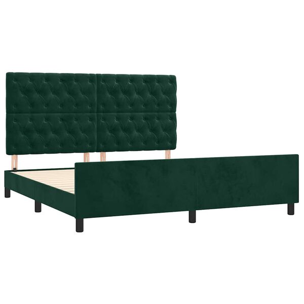vidaXL Bettgestell ohne Matratze Dunkelgr&uuml;n 160x200 cm Samt
