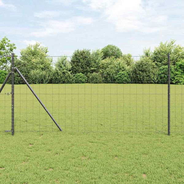 vidaXL Zaun mit Pfosten Grau 1 x 10 m Stahl