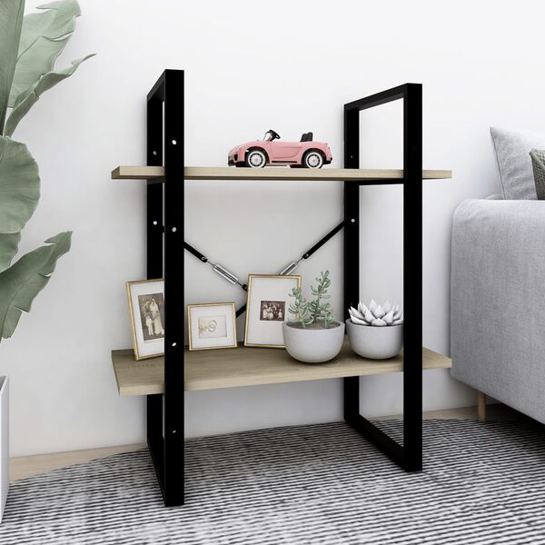 vidaXL B&uuml;cherregal 2 F&auml;cher Sonoma-Eiche 60x30x70 cm Holzwerkstoff