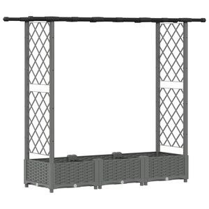 vidaXL Hochbeet mit Rankgitter und Dach Hellgrau 164 x 40 x 121 cm PP