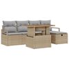 vidaXL Garten-Sofa-Set mit Kissen mit Speicher 6 pcs Beige Poly Rattan
